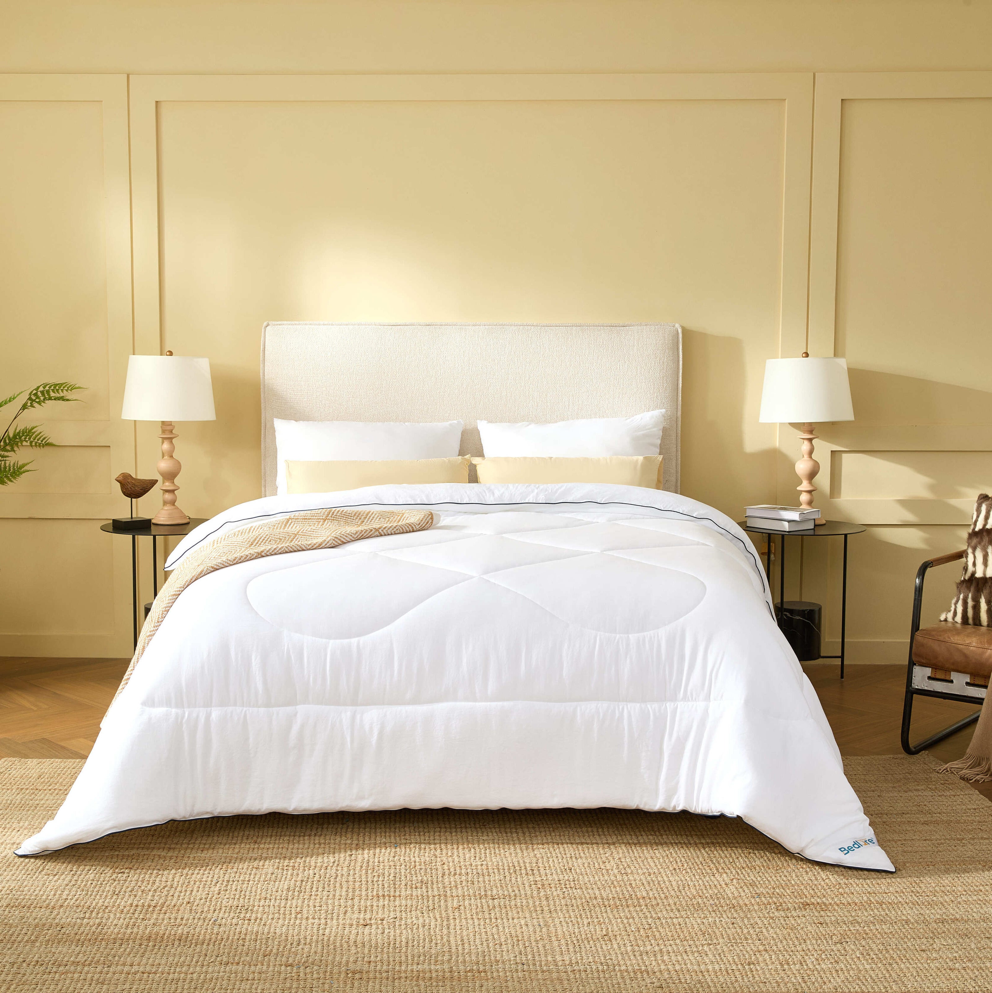 Bedlore® Ultra-Soft Quilted Comforter – All Season Duvet Insert with Corner Tabs