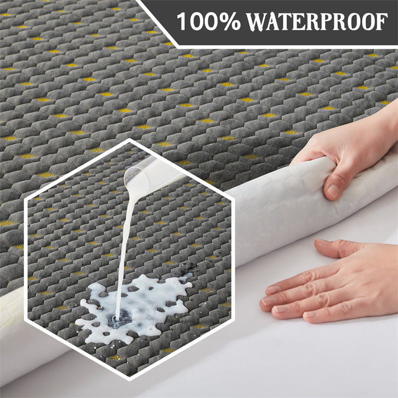 this mattress protector is shielding your mattress from fluids, perspiration, urine, and stains, gray