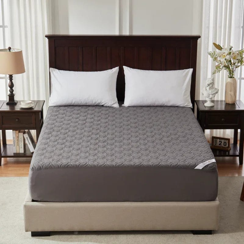 Bedlore waterproof skin-friendly noiseless solid color good luck charm print mattress protector, gray