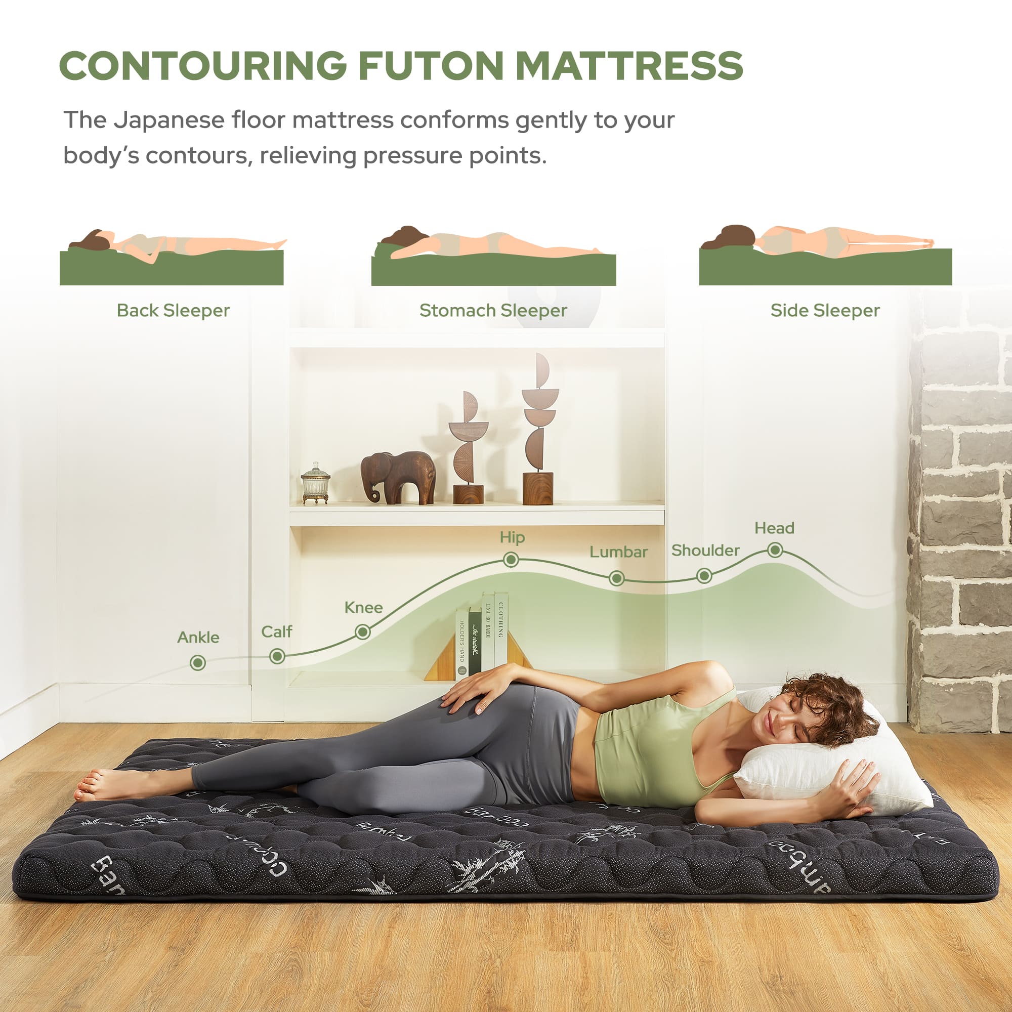 Bedlore® Foldable Japanese Futon with High-Density Foam, 3