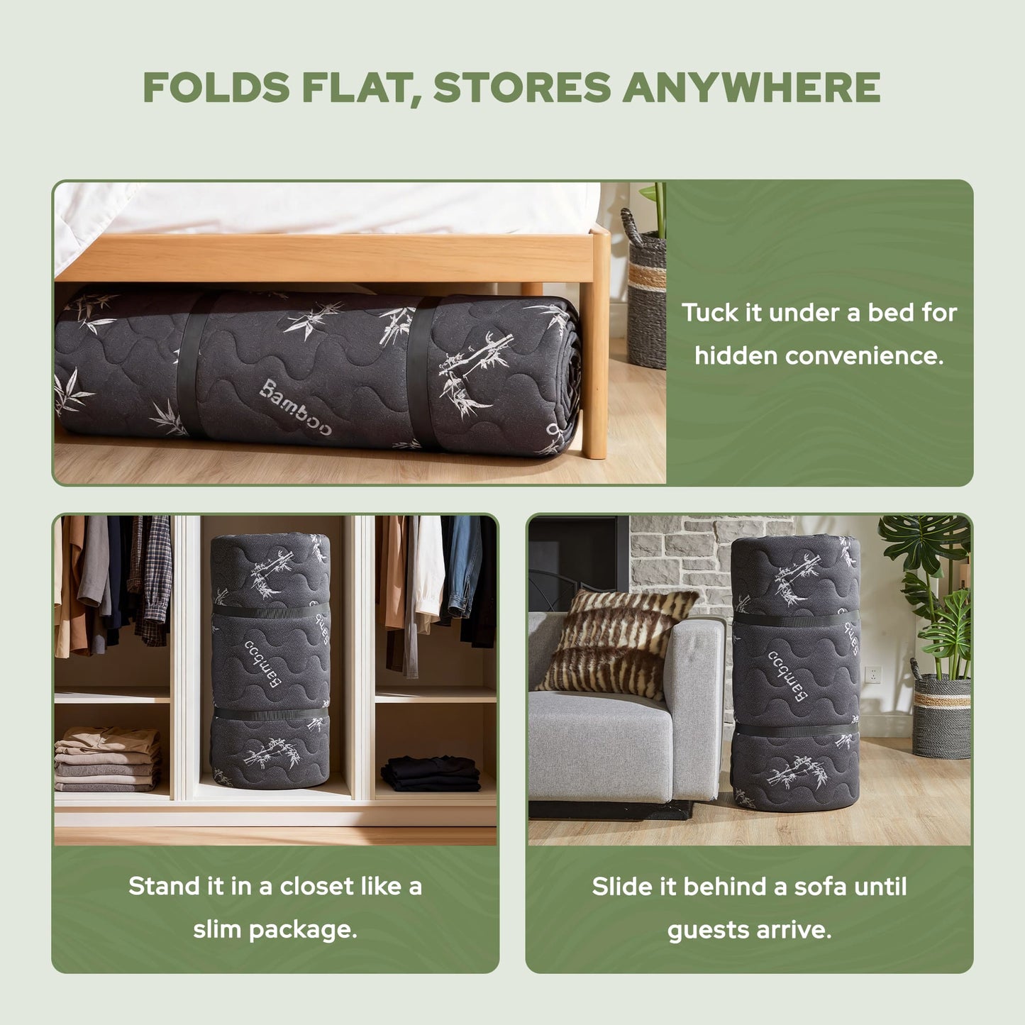 Bedlore® Foldable Japanese Futon with High-Density Foam, 3" Thick Portable