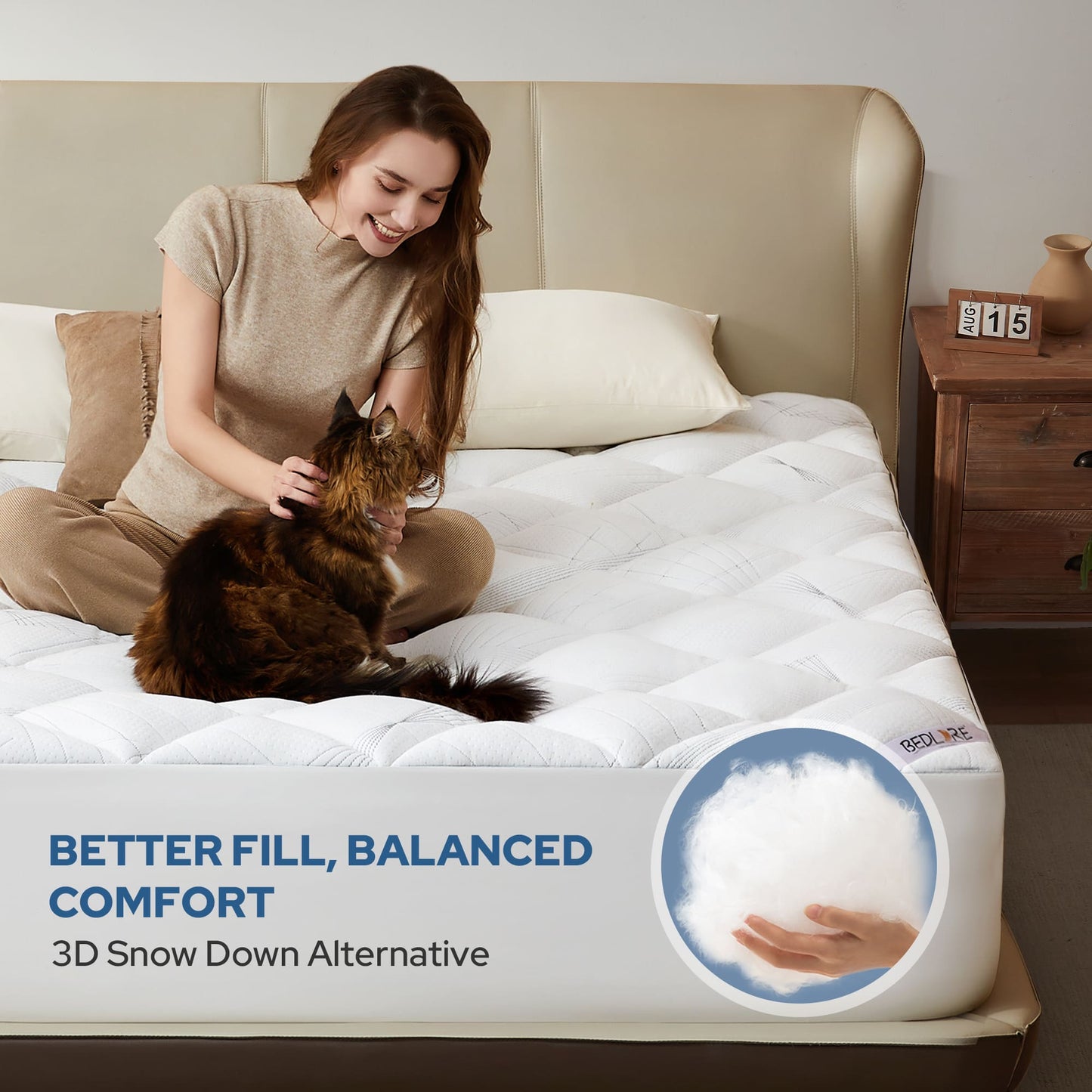 BEDLORE® Soft Mattress Topper, Rayon From Bamboo, Plush Pillow Top