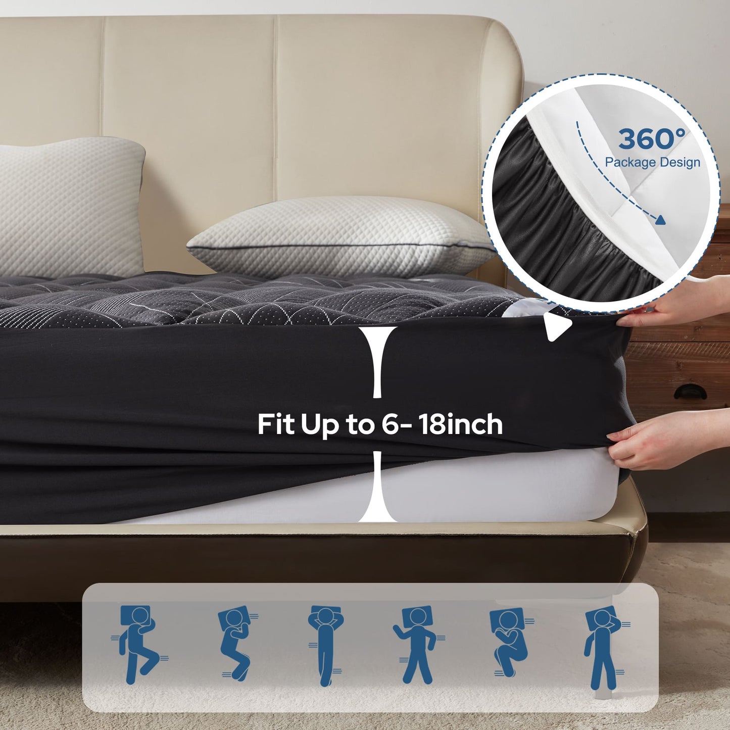 BEDLORE® Soft Mattress Topper, Rayon From Bamboo, Plush Pillow Top