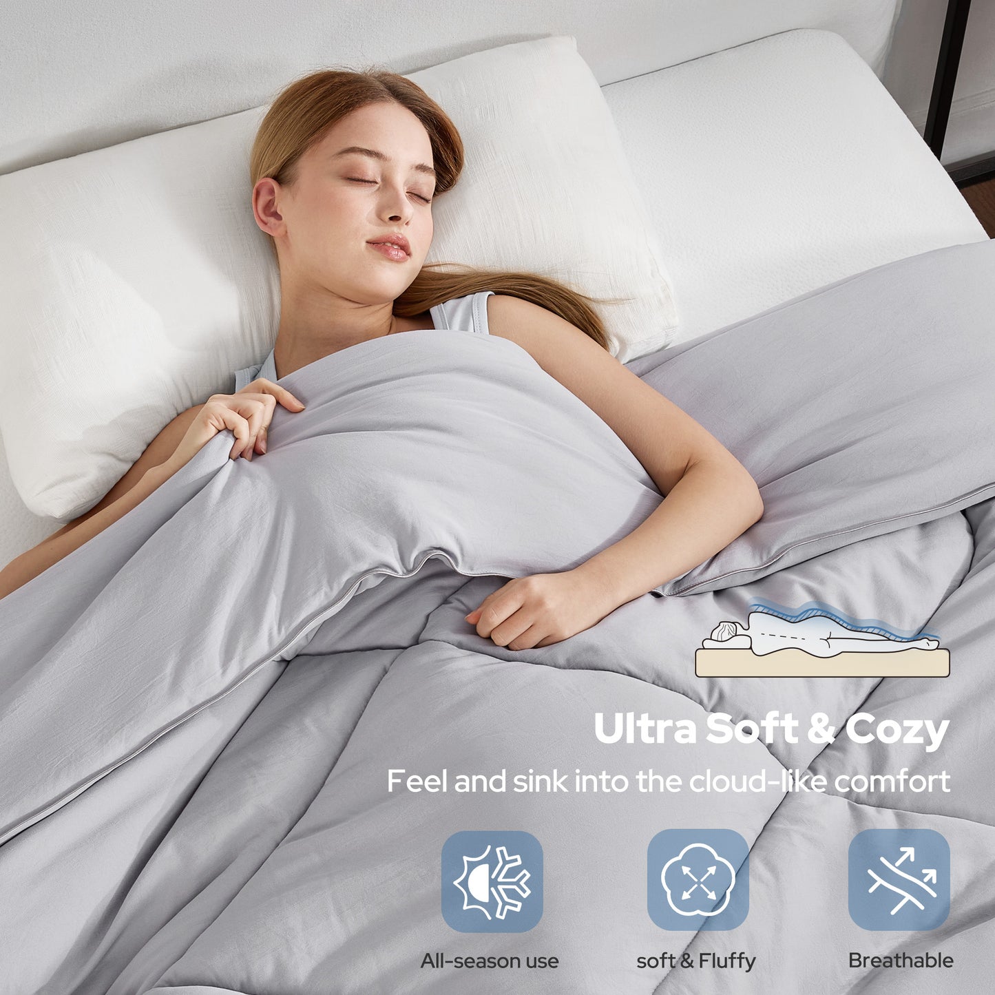 Bedlore® Ultra-Soft Quilted Comforter – All Season Duvet Insert with Corner Tabs