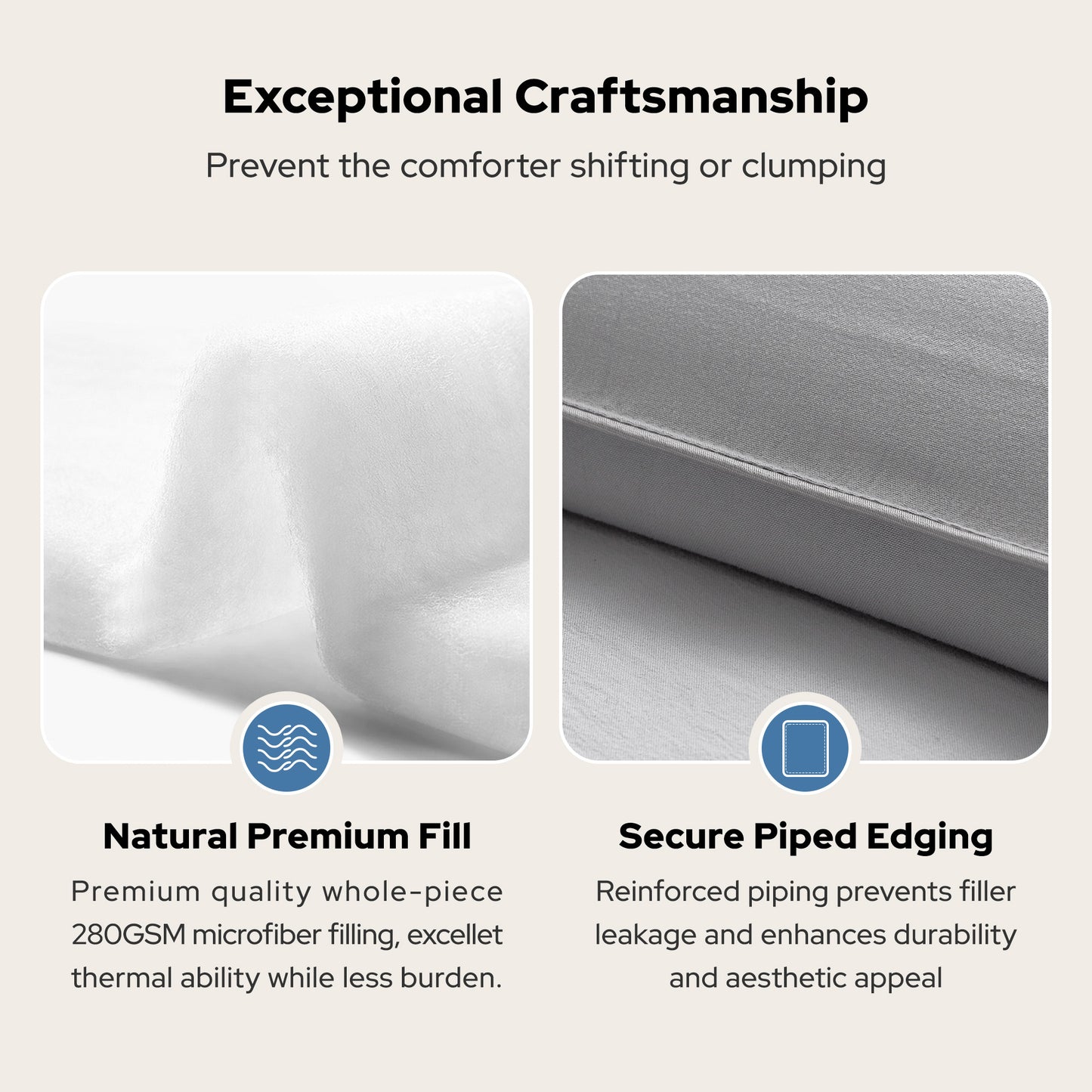 Bedlore® Ultra-Soft Quilted Comforter – All Season Duvet Insert with Corner Tabs