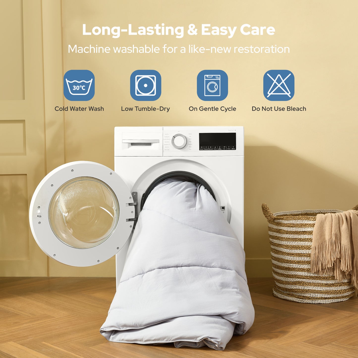 Bedlore® Ultra-Soft Quilted Comforter – All Season Duvet Insert with Corner Tabs