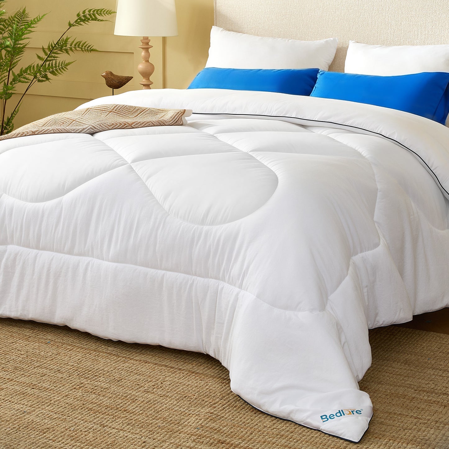 Bedlore® Ultra-Soft Quilted Comforter – All Season Duvet Insert with Corner Tabs