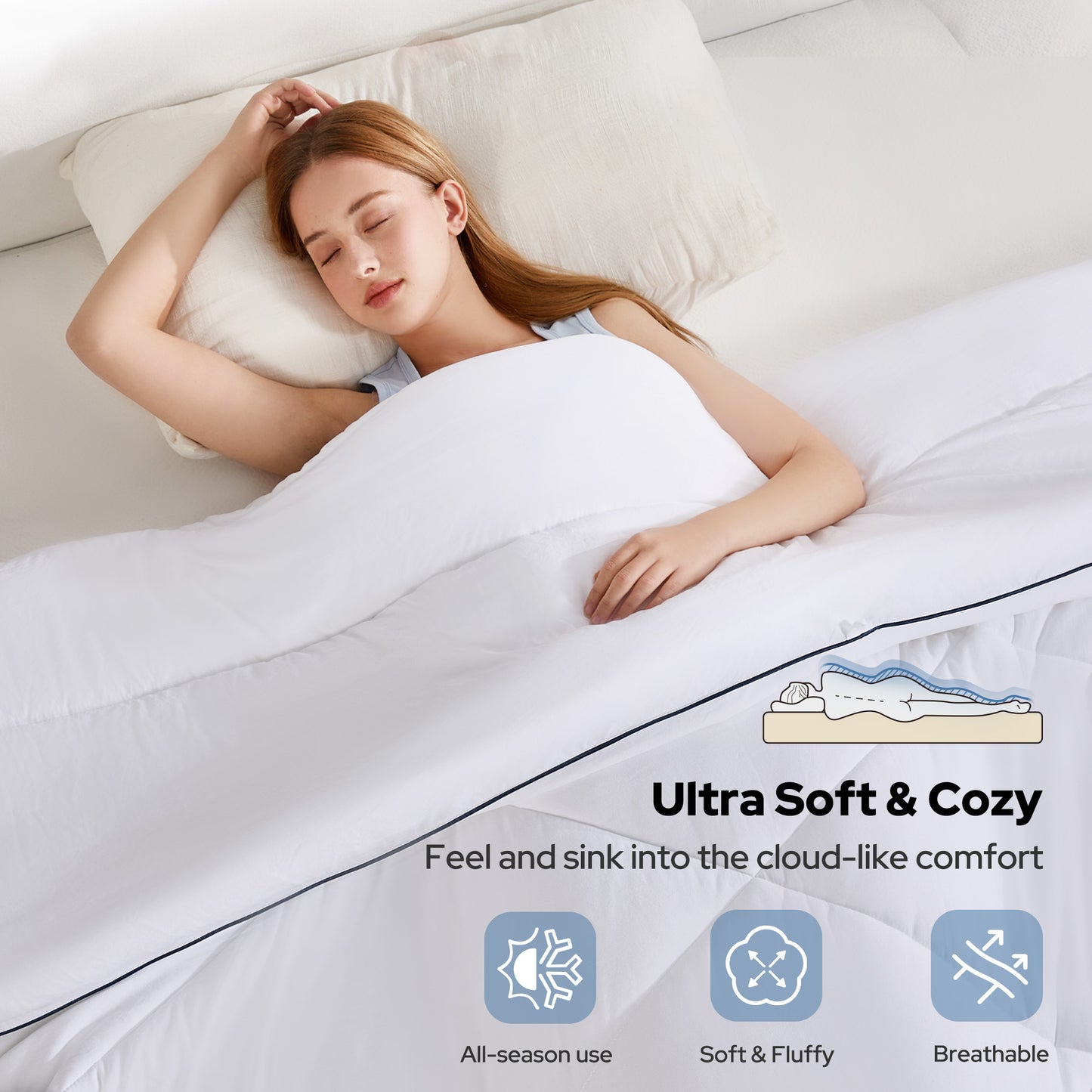 Bedlore® Ultra-Soft Quilted Comforter – All Season Duvet Insert with Corner Tabs