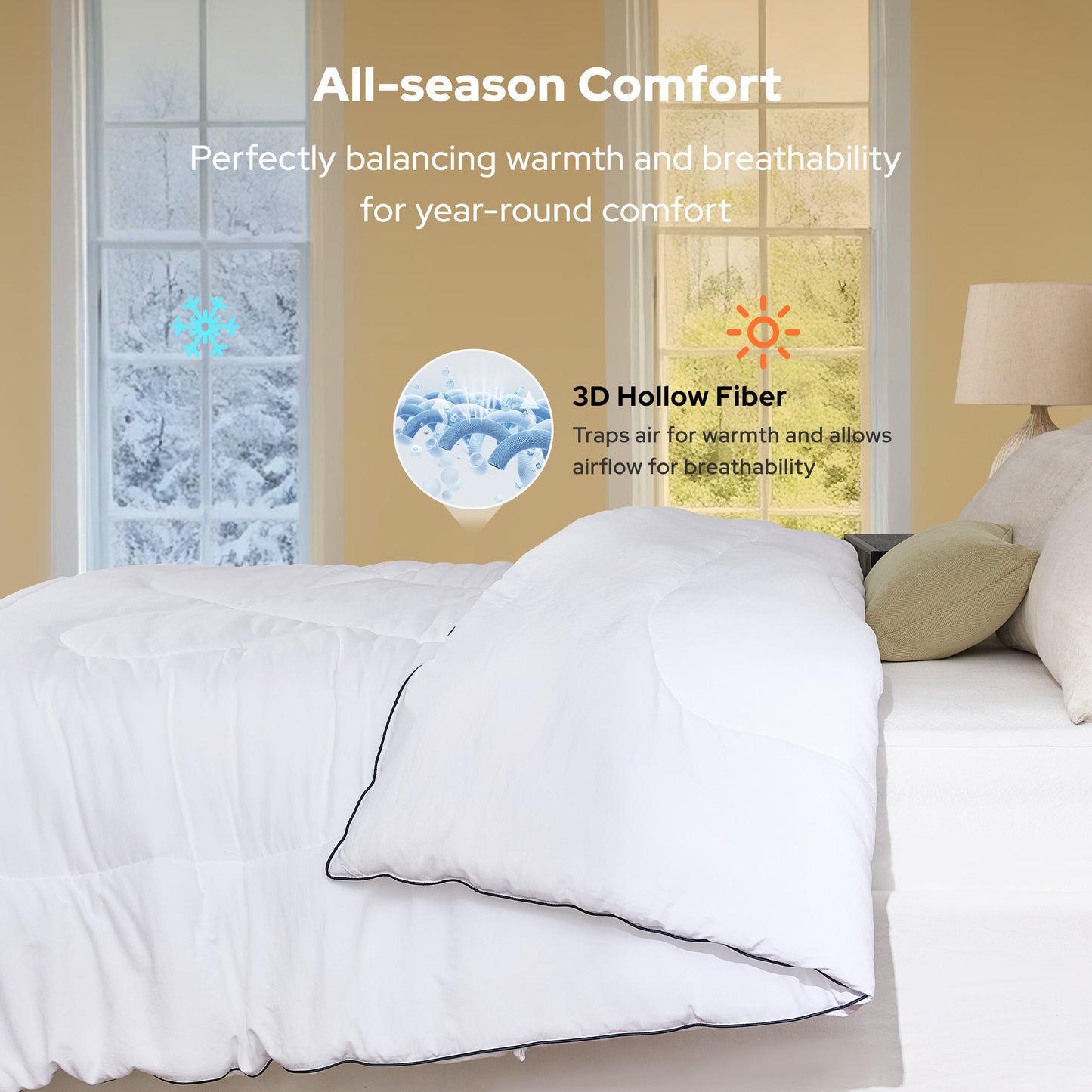 Bedlore® Ultra-Soft Quilted Comforter – All Season Duvet Insert with Corner Tabs