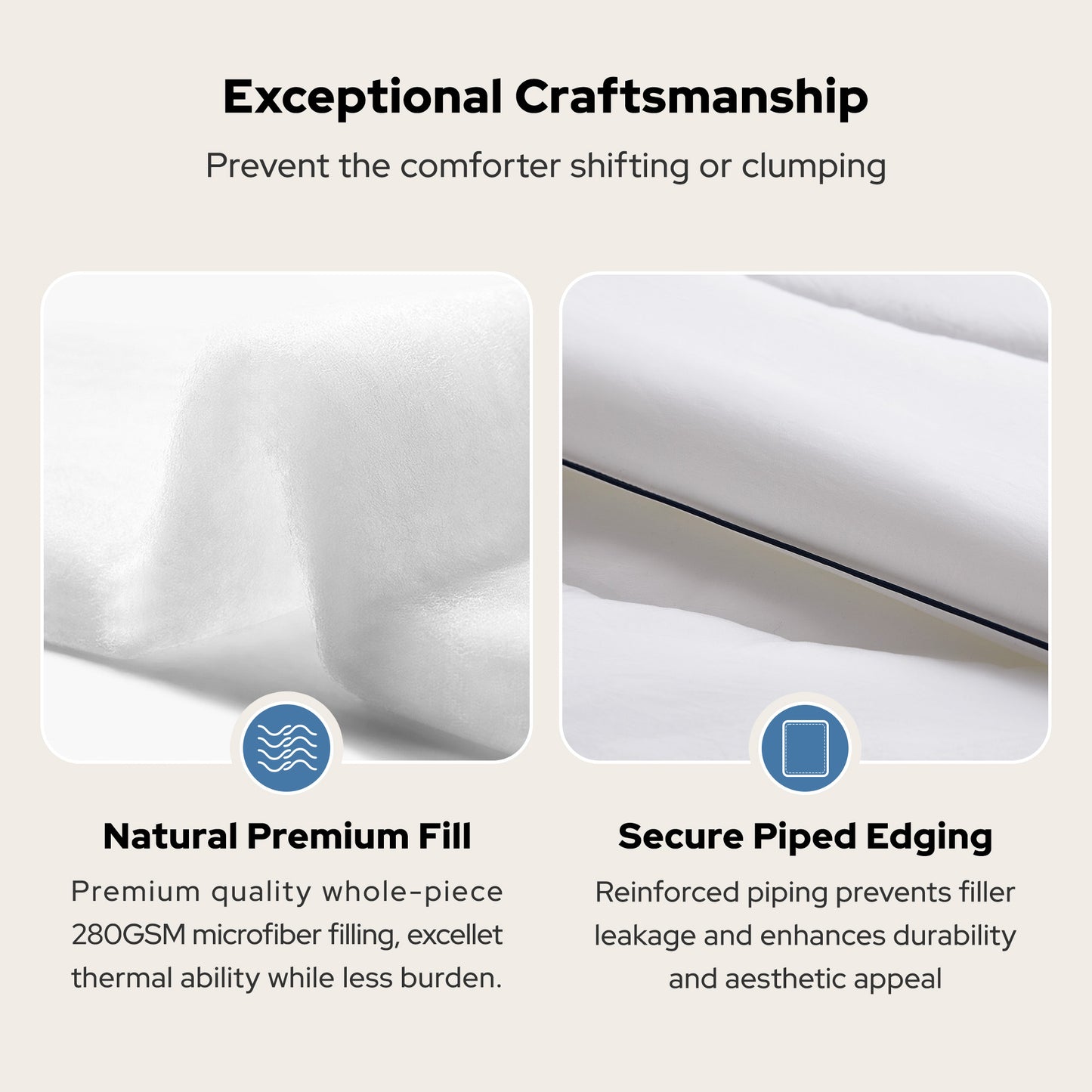 Bedlore® Ultra-Soft Quilted Comforter – All Season Duvet Insert with Corner Tabs