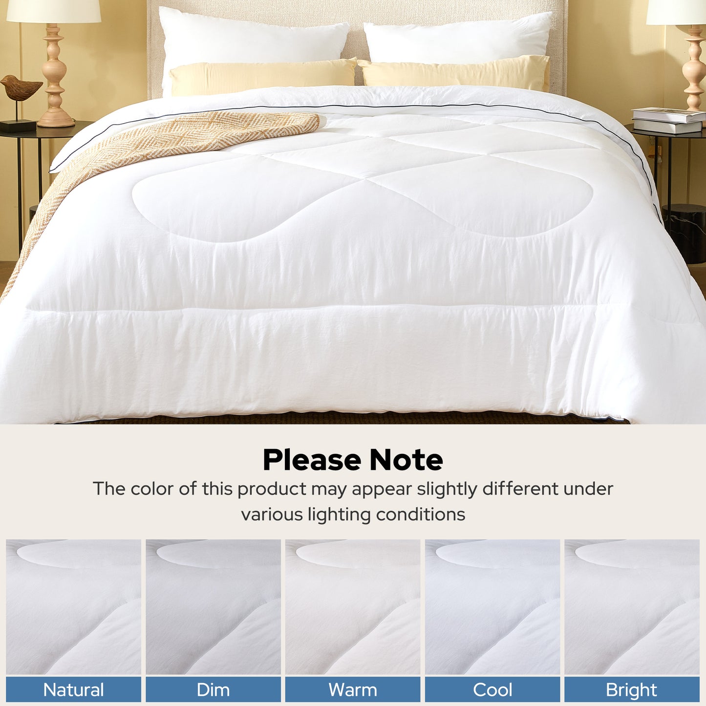 Bedlore® Ultra-Soft Quilted Comforter – All Season Duvet Insert with Corner Tabs