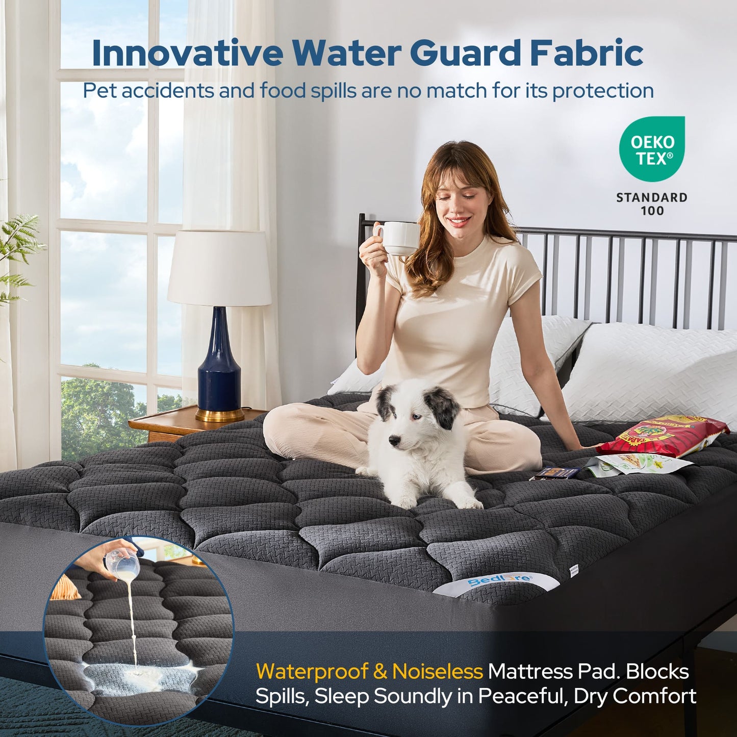 Bedlore Waterproof Mattress Topper – Quilted Breathable Mattress Pad