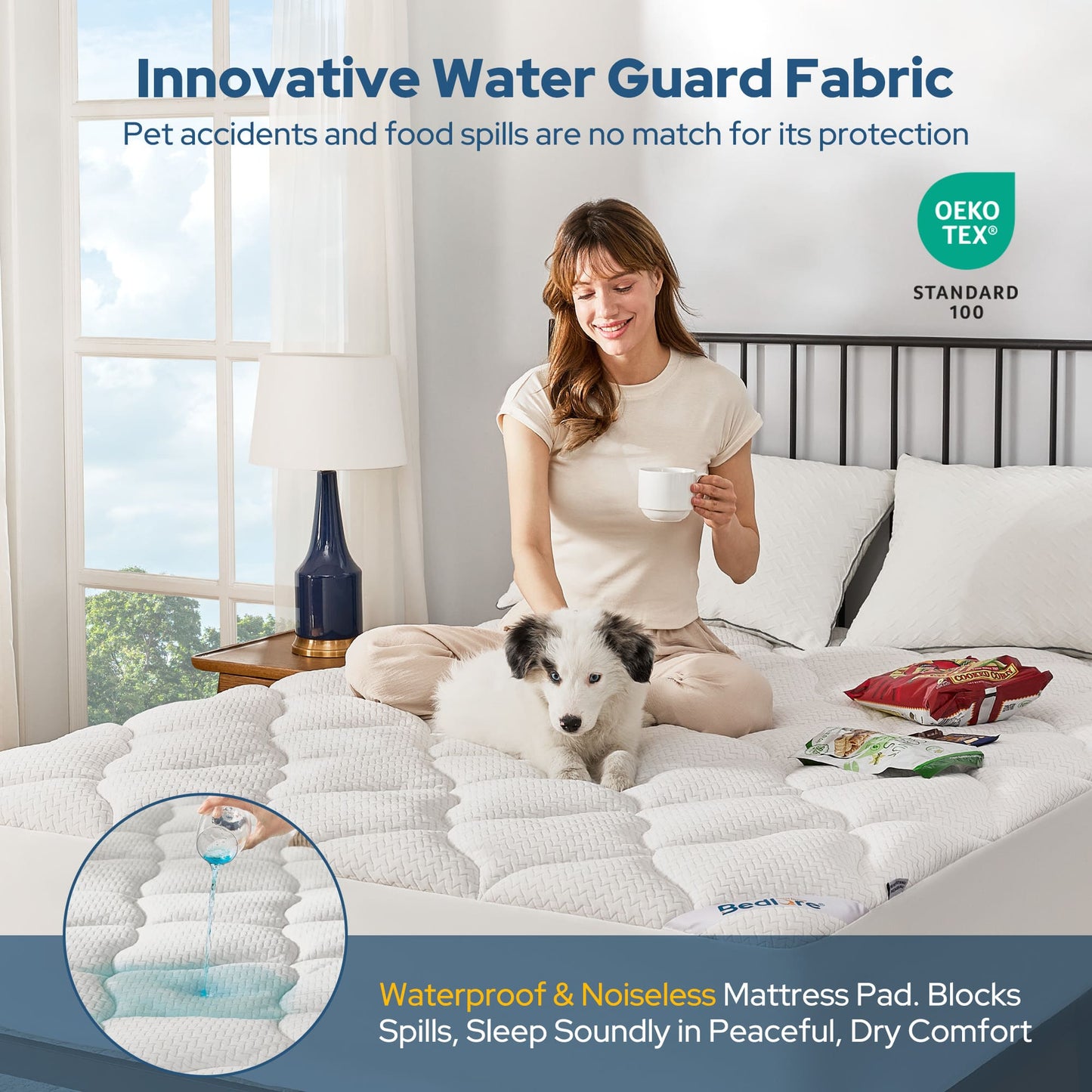 Bedlore Waterproof Mattress Topper – Quilted Breathable Mattress Pad